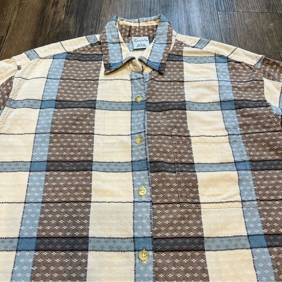 Cascade Blues Women’s Top Button Down Blue White Plaid Size L - Picture 4 of 12